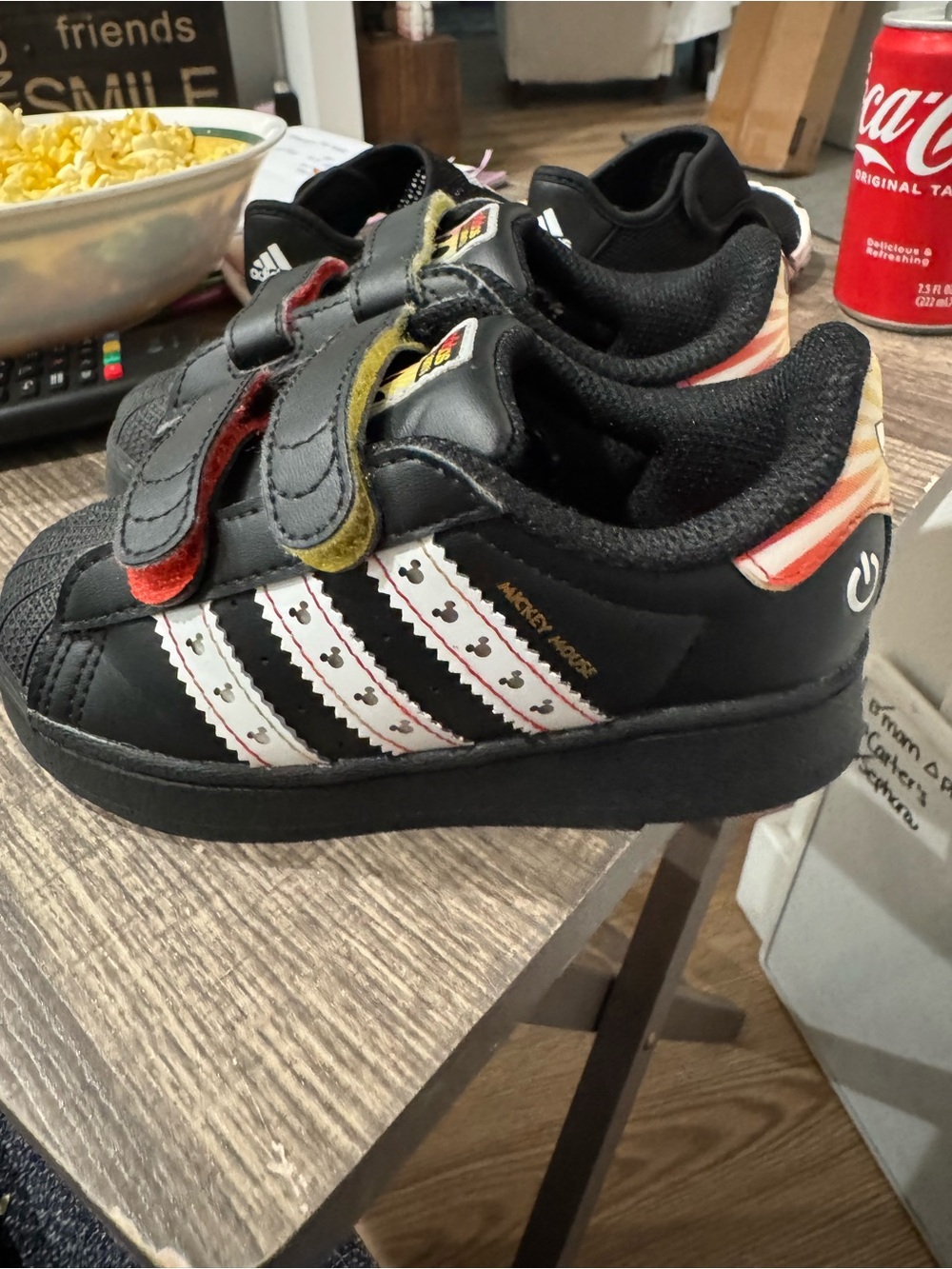 adidas Kids Black Sneakers with Red and Yellow Straps